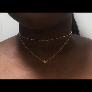 Layered heart choker necklace